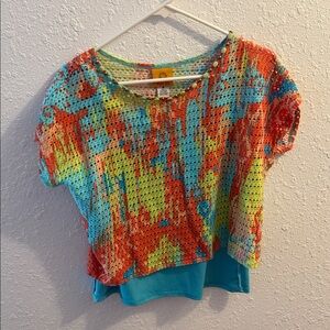 Ruby Rd. Vibrant Multicolor Crochet Top